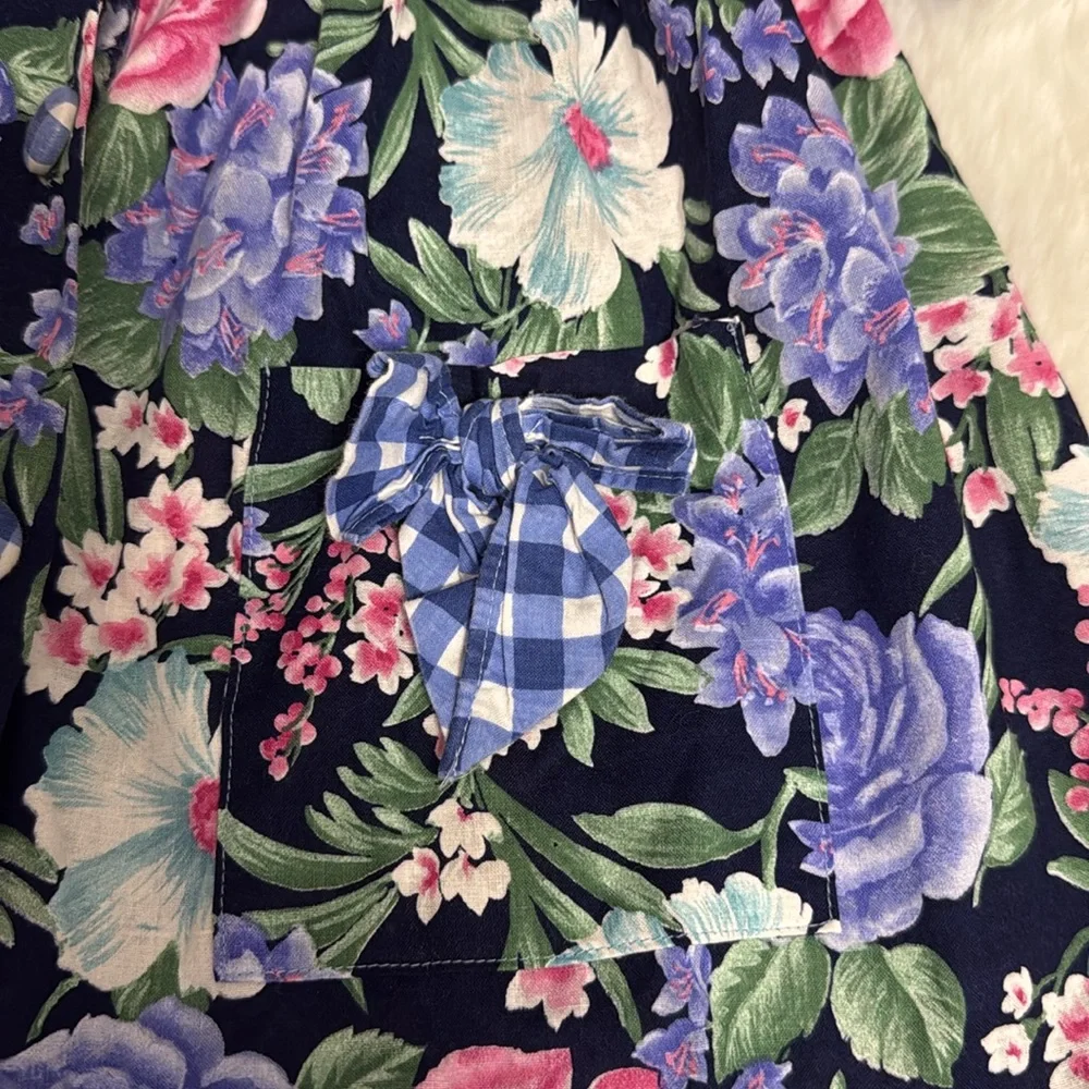 Vintage Gaitlyn Scott Cotton Floral Button Down Puffy Sleeve Girl Dress Size 4